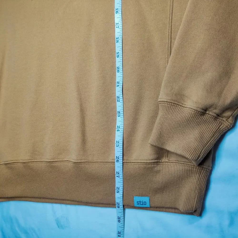 Stio Apres Ski Lodge Crewneck Organic Cotton Fleece Sweatshirt Tan Medium Unisex